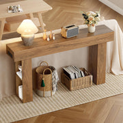 63" Console Table with Charging Station and LED Lights