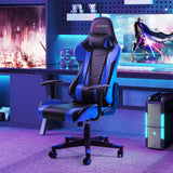 Ergonomic Gaming Chair with Lumbar Support - Blue Racing Style