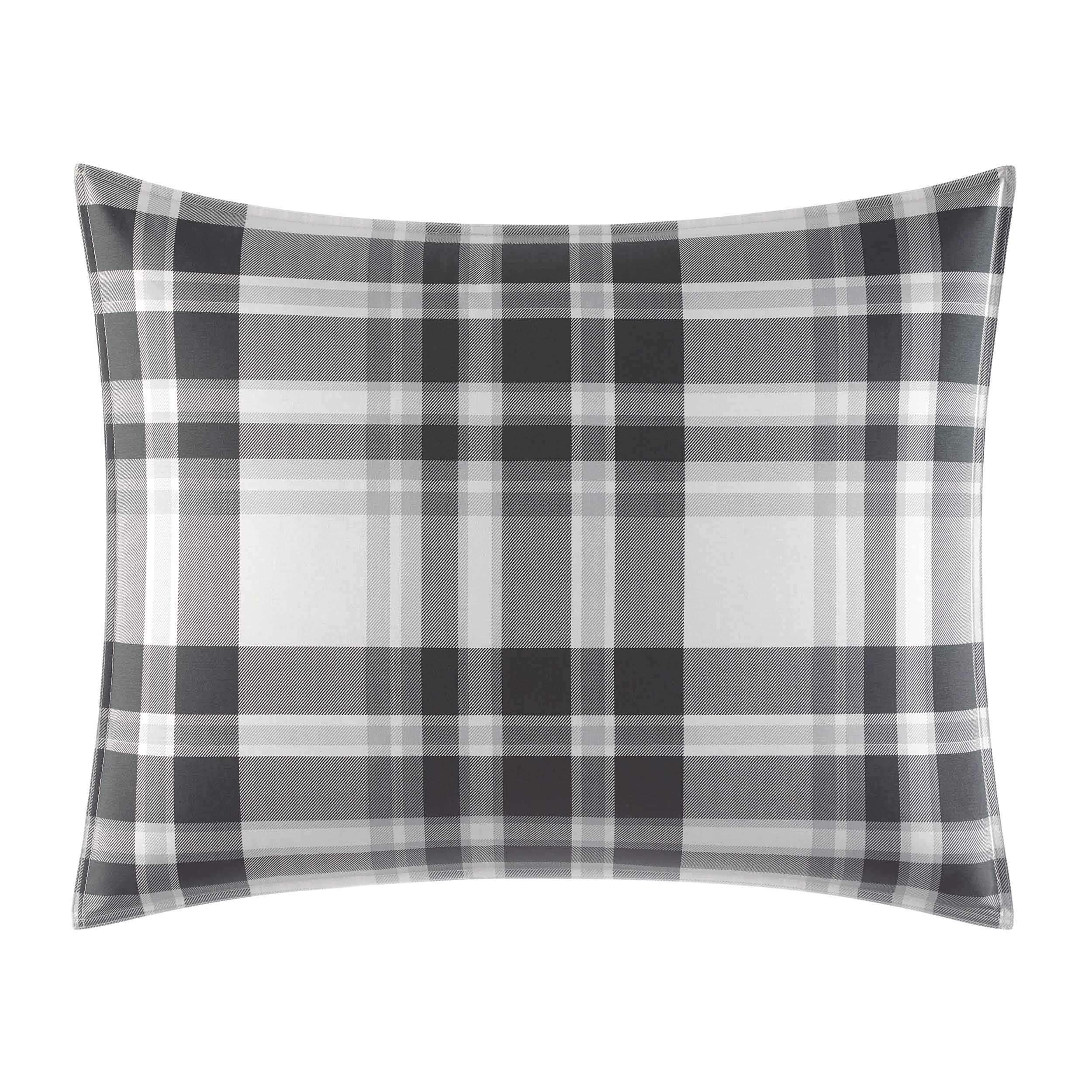 King Comforter Set - Cotton Reversible Plaid Bedding with Matching Shams