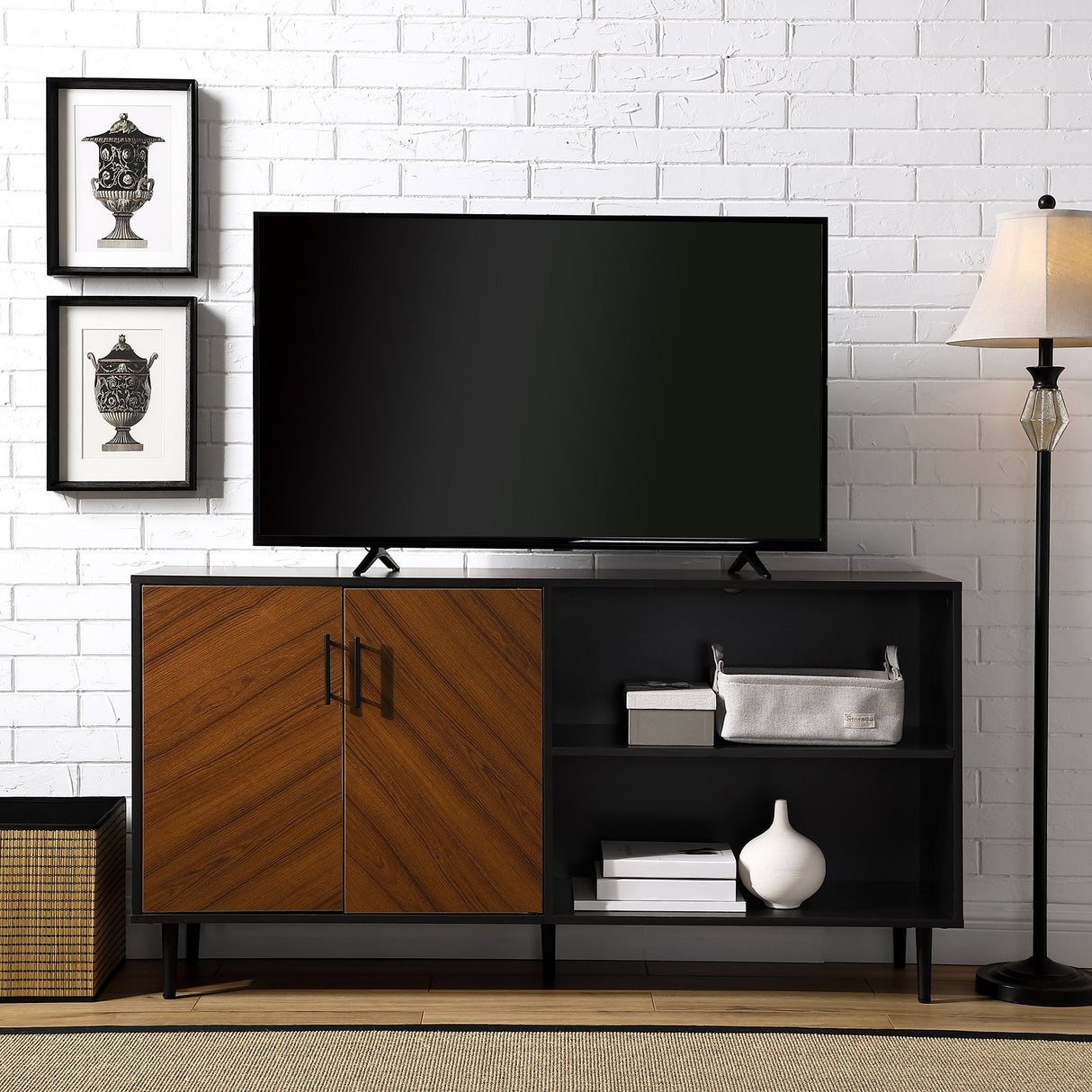 Fehr Modern 2 Door Bookmatch Asymmetrical Console for TVs up to 65 Inches, 58 Inch