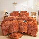 Plush Shaggy Duvet Cover Set, Luxury Ultra Soft Crystal Velvet Fluffy Bedding Sets 3 Pieces