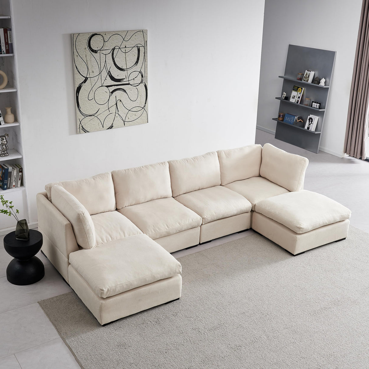 Modular Down Feather Filled Cloud Deep Seat Sectional Sofa Couch W/Reversible Chaises