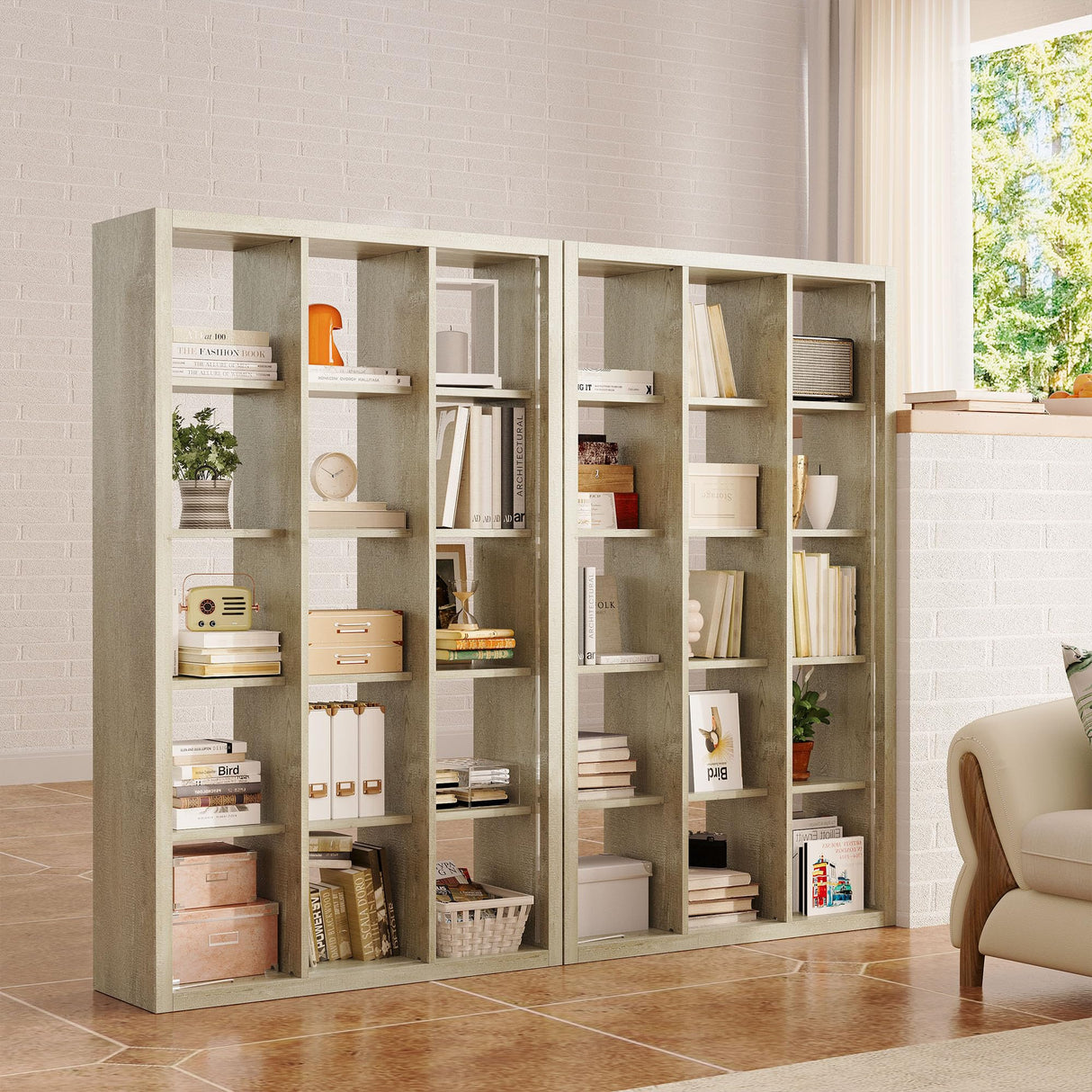 Cube Bookcase Storage Shelf Organizer with LED Lights, 5 Tier Bookshelves and Bookcases
