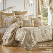 Albany 4-Piece King Comforter Set - Champagne Damask Bedding