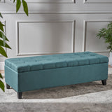 Mission Fabric Storage Ottoman, Dark Teal Dimensions: 19.25”D x 50.75”W x 16.25”H