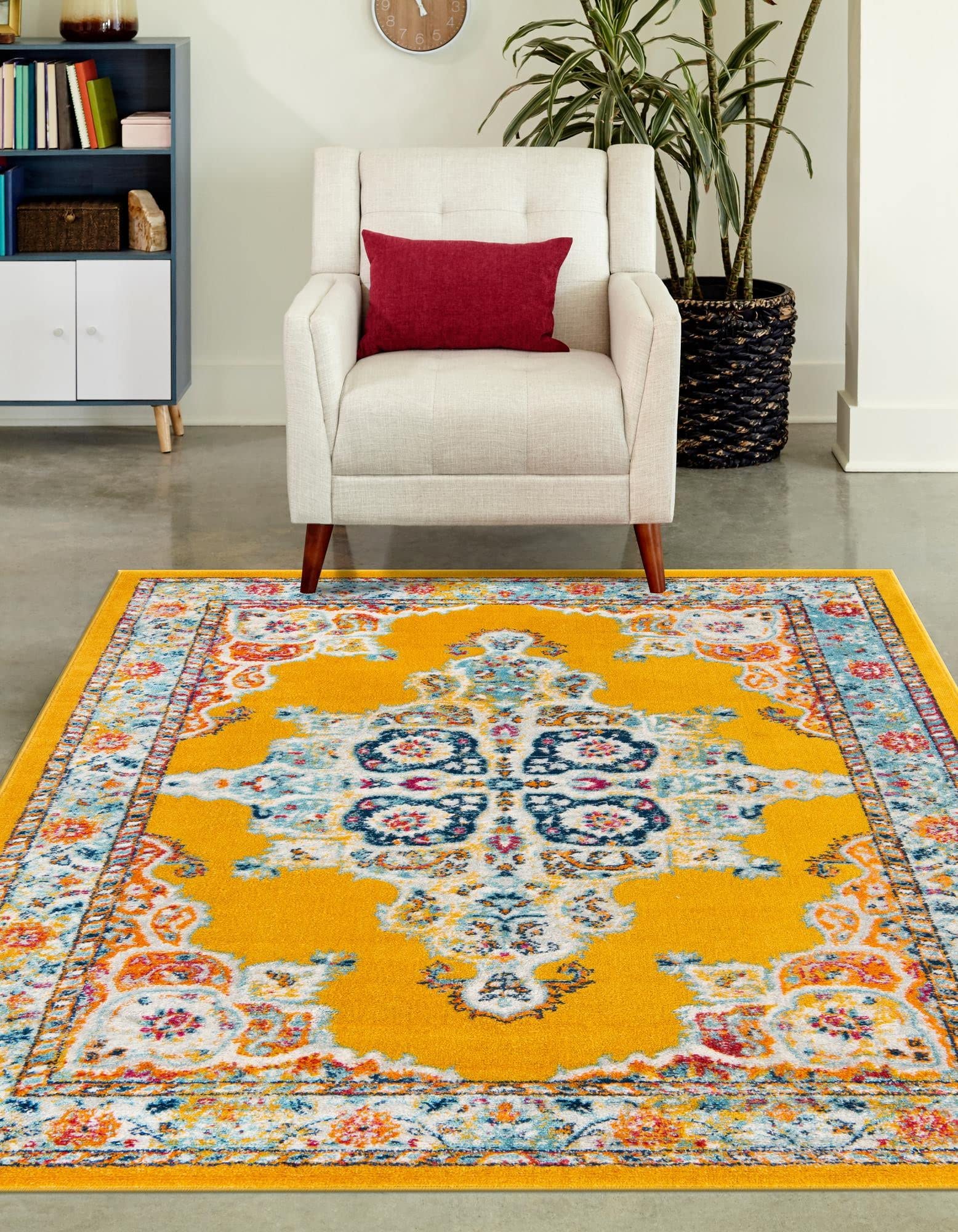 Rugs.com Parker Collection Rug – 10' X 14' Yellow Medium Rug Perfect for Living Rooms, Large Dining Rooms, Open Floorplans