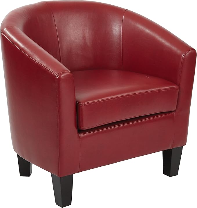 Tub Accent Chair with Dark Espresso Wood Legs, Pewter Faux Leather