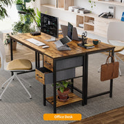 Computer Desk with 2 Drawers, 47 Inch Small Home Office Desk Study Writing Table