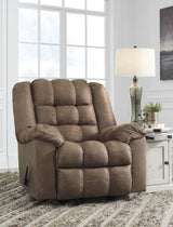 Signature Design by Ashley Adrano Faux Leather Tufted Rocker Recliner with Heat and Massage, Brown