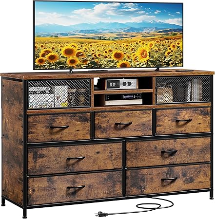 Dresser TV Stand with Power Outlet TV Stand for Bedroom TV Stands