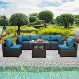 7 Pieces Outdoor Wicker Furniture Conversation Set Patio Furniture Sectional Sofa