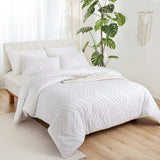 White Comforter King Size 3Pcs, Boho Comforter Set King White Farmhouse Bedding