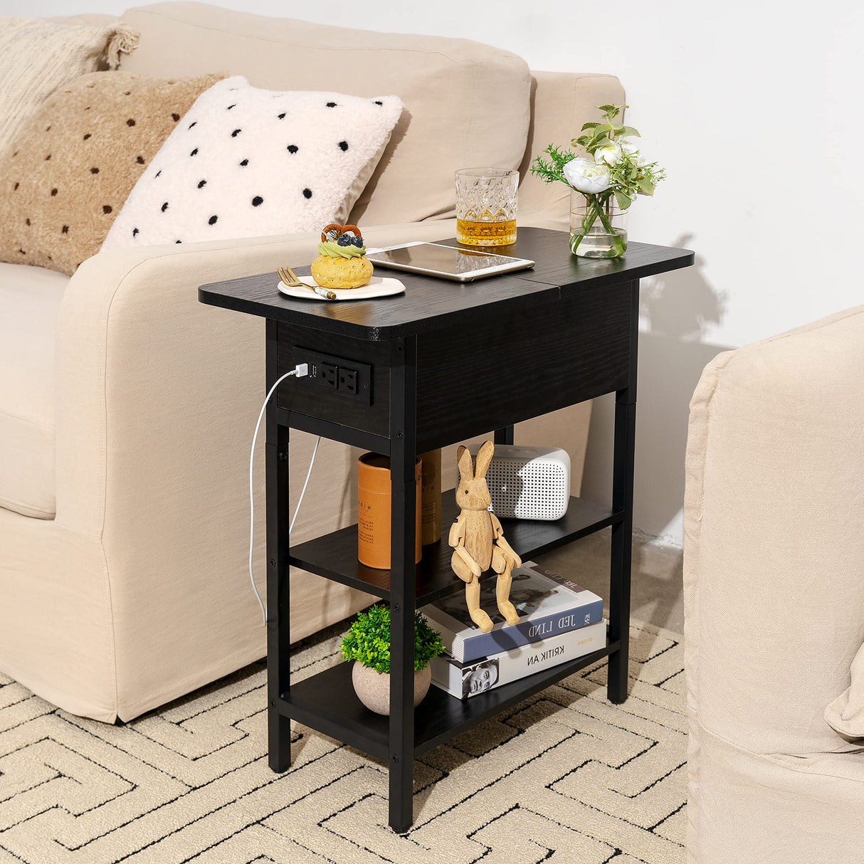Night Stand with Fabric Drawer & End Table