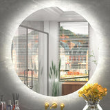 28 Inch Round LED Mirror, Dimmable Round Lighted Bathroom Mirror