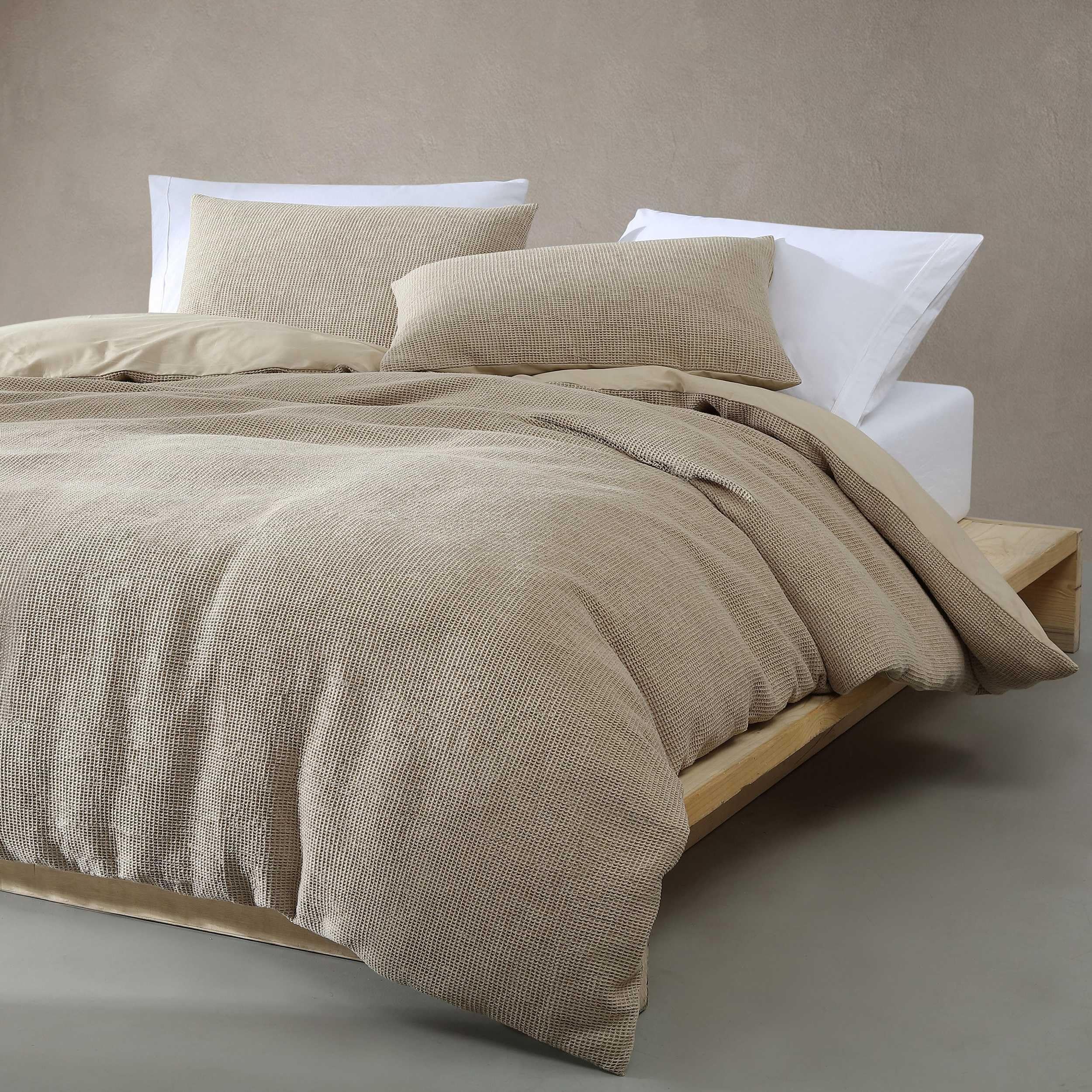 Super Soft Bedding with Modern Microwaffle Design, Casual Bed Essentials, Oeko-Tex Certified (Microwaffle Beige, King)