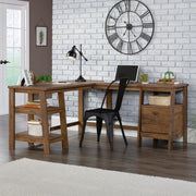 Trestle L-Desk, Vintage Oak Finish