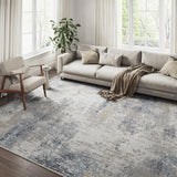 6x9 Washable Area Rug Blue Cream Abstract Modern Living Room Bedroom Large Throw