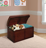 Kid's Hardwood Barrel Top Toy Box Storage Chest with Safety Hinge - Cherry