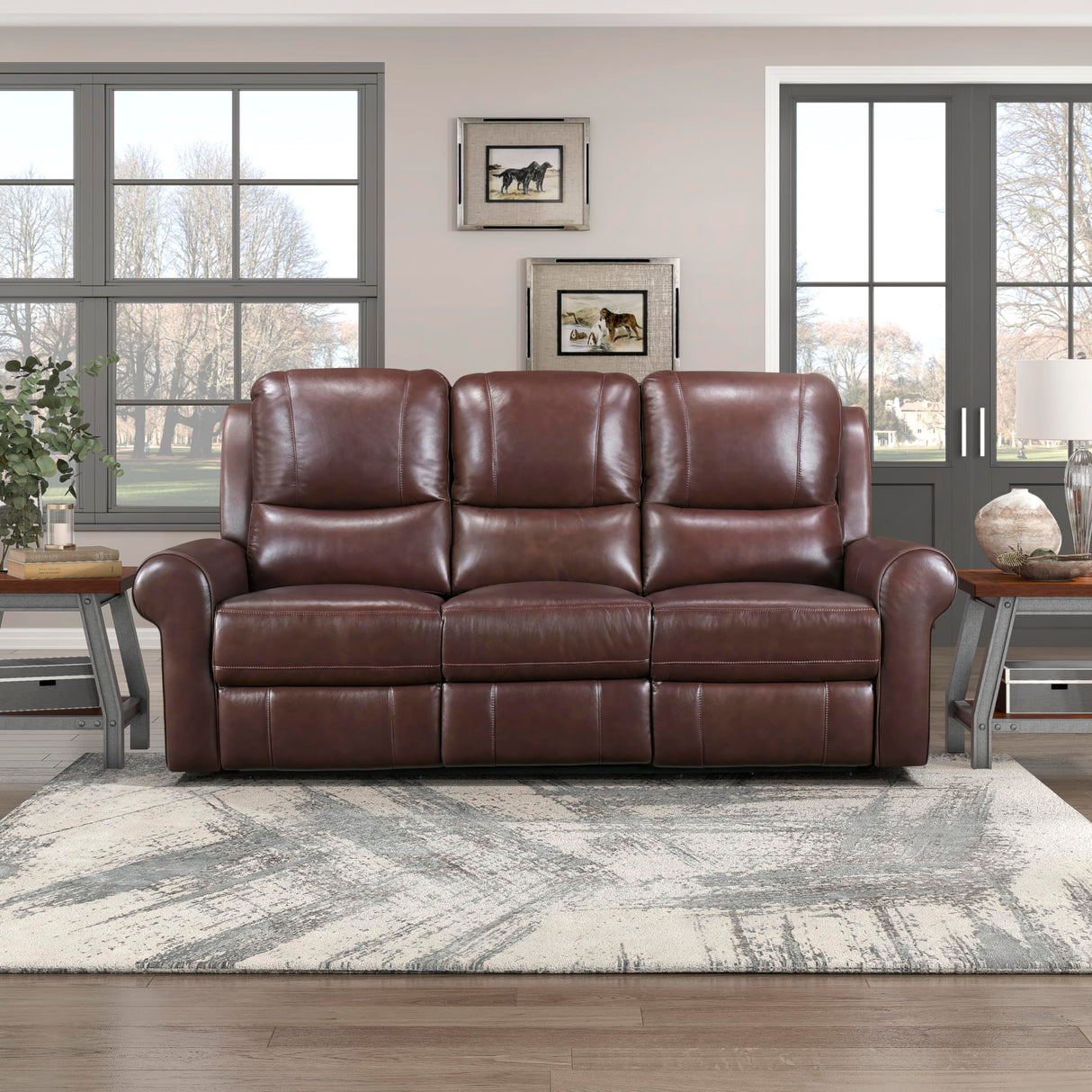 Wall-Hugger Power Double Reclining Sofa, Brown