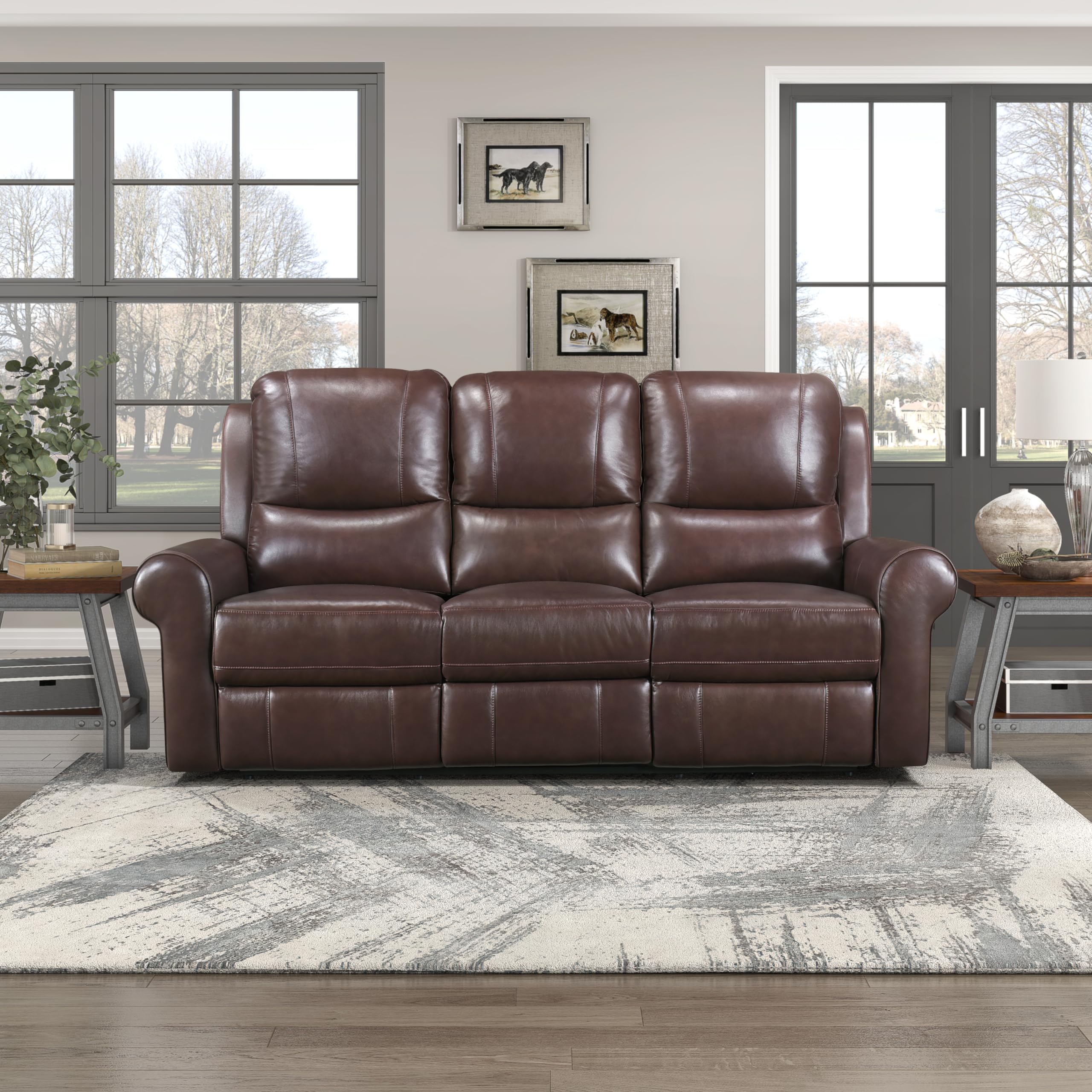 Wall-Hugger Power Double Reclining Sofa, Brown