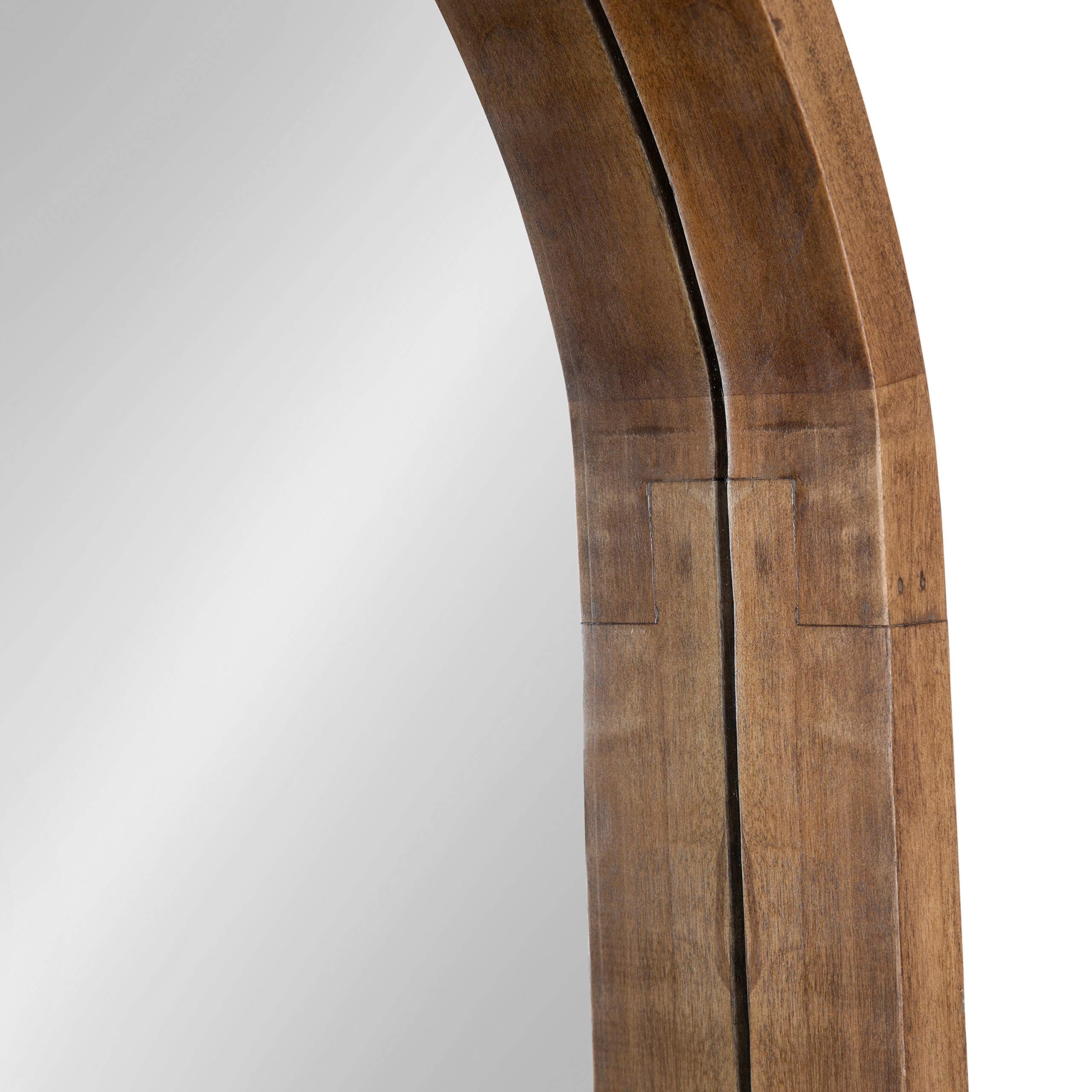 Kate and Laurel Hutton Rustic Modern Farmhouse Arch Mirror, 24" x 36", Natural Wood Finish