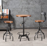 33.5-39.4 Inch Tall Industrial Bar Table-Adjustable Bar Height Bistro Whiskey Pub Table