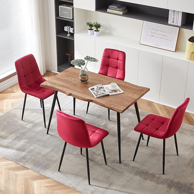 5-Piece Dining Table Set, 47 in Modern Irregular Rectangle Kitchen Table