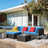 5 Piece Patio Conversation Set Wicker Rattan Furniture Outdoor Sofa