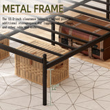 14-Inch Metal Platform Bed Frame with Headboard - Queen Size