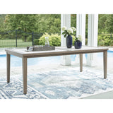 Rainier Ranch Contemporary Sintered Stone Tabletop Outdoor Dining Table with 4 Legs, Light Brown & Beige