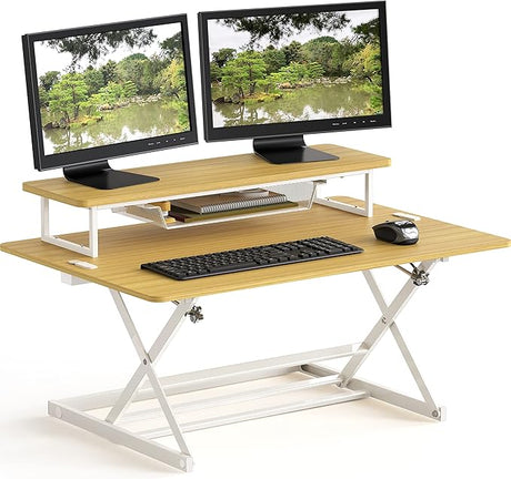 36-Inch Height Adjustable Standing Desk Sit to Stand Riser Converter Workstation