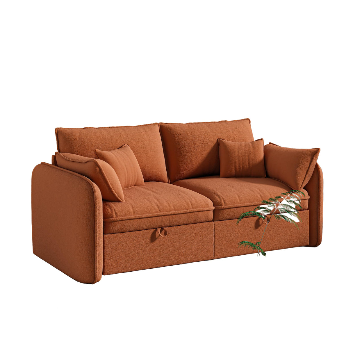 Modular Sectional Sofa, 75 Inch Loveseat Couches with Movable Storage Ottoman