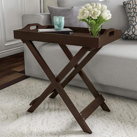 Folding TV Tray Table - Contemporary Side Table with Removable Tray Top for Food