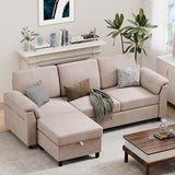 79" Convertible Sectional Couch Sofa with Storage Ottoman