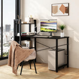 Computer Desk with Storage Shelves, 47 Inch Reversible Small L-Shaped Computer Desk