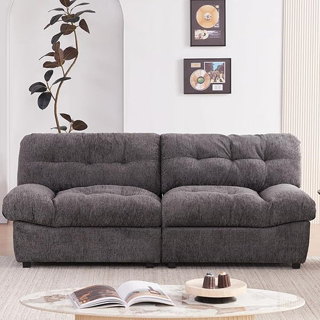 80" Chenille Cloud Deep Seat Overstuffed Couches for Living Room, Cozy Comfy Cloud