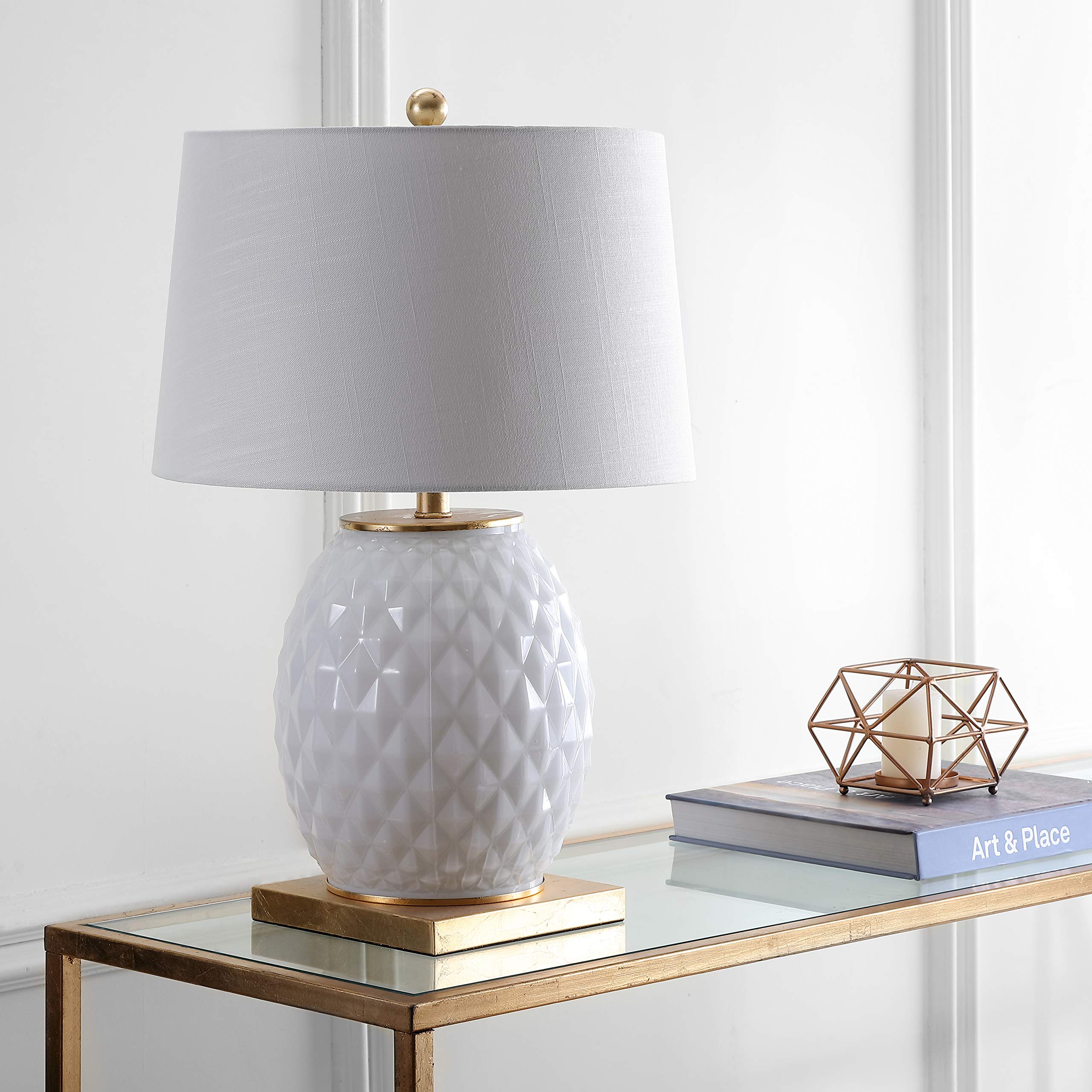 25.5" LED Glass/Metal Table Lamp Contemporary Transitional Bedside Desk Nightstand Lamp