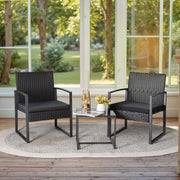 3 Piece Wicker Conversation Bistro Sets Outdoor Patio Set Modern Rattan Chair Furniture