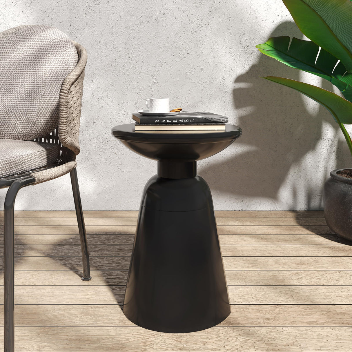 Metal End Table-Large for Living Room (Navy Blue) (15"x21", Black)