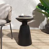 Metal End Table-Large for Living Room (Navy Blue) (15"x21", Black)