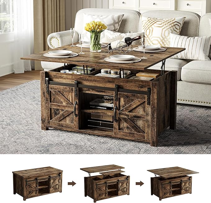 Coffee Table Lift Top, 4 in 1 Multi-Function Convertible Coffee Table