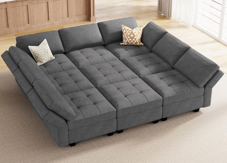 Sleeper Modular Sectional Sofa 9 Seater Sectional Sofa with Storage Modular Couch