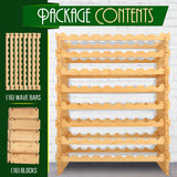 Bamboo Stackable Wine Rack, 8-Tier 72 Bottle Capacity Wine Racks Free Standing Floor