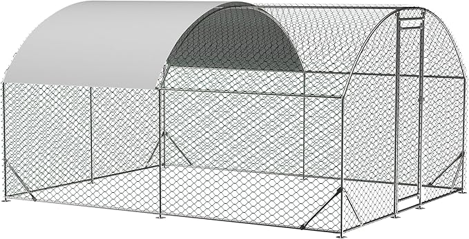 FortiRun XL Walk-In Metal Chicken Coop with Galvanized Frame & Predator-Proof Mesh