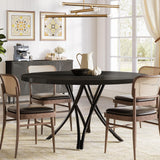 Dining Table for 4, 47-Inch Circle Kitchen Table, Modern Wood Dining Room Table with Sturdy Cross