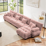 Sectional Sofa Couch, Chenille Oversized 4 Seater Cloud Couch with 6 Soft Pillows