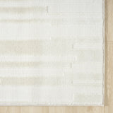 Cream Area Rug 8x10 - Textured Linear Design for Living Room & Bedroom