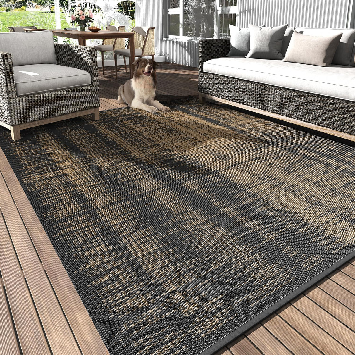 Outdoor Rug Waterproof 8x10 ft Outdoor Carpet Patio Rug Mat Reversible RV Camping