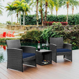 Wicker Outdoor Furniture Set - 3 Piece Patio Bistro Set (Brown/Beige)