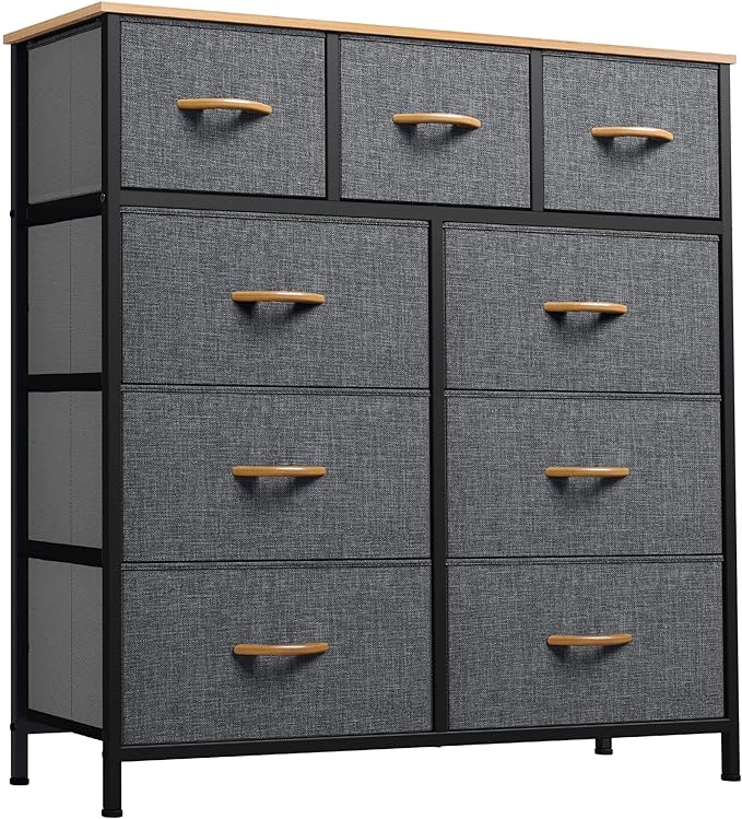 Purple Fabric Dresser Drawer, Tall Storage Dresser with 8 Drawers